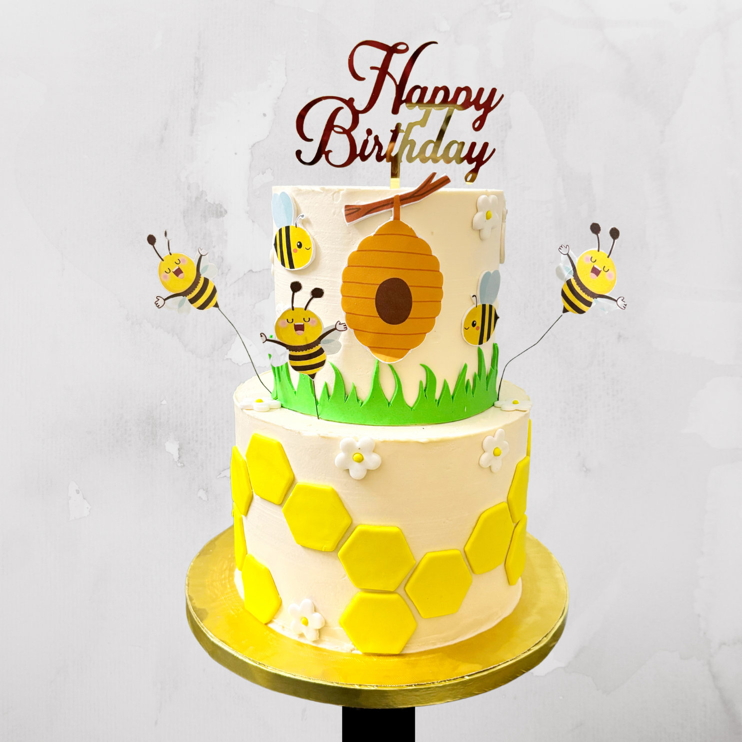 Honey Bee Theme Birthday Cake